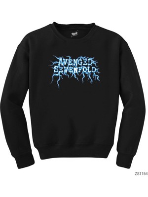 Wakha Avenged Sevenfold Lighting Logo Siyah Sweatshirt