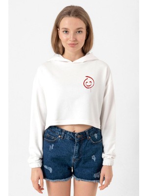 Tshirthane The Mentalist Red John Pocket Ekru Kadın Crop Kapşonlu