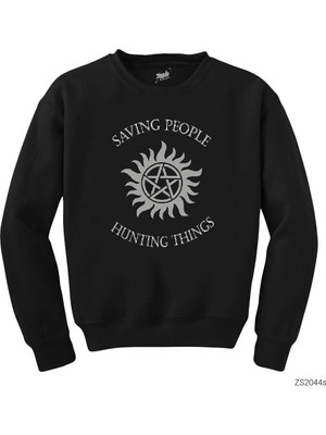 Wakha Supernatural Saving People Siyah Sweatshirt