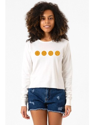 Tshirthane Squid Game Dalgona Candy Ekstra Uzunkol Sweatshirt Ekru