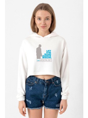 Tshirthane The Mentalist Let The Mind Ekru Kadın Crop Kapşonlu