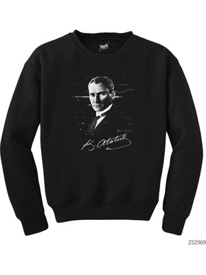 Wakha Atatürk Poster Siyah Sweatshirt