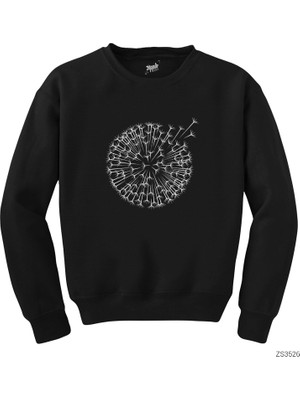 Wakha Karahindiba Çiçeği Siyah Sweatshirt