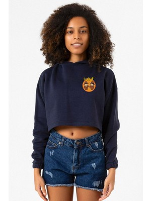 Tshirthane Dragon Ball Z Anime Cool Style Lacivert Kadın Crop Kapşonlu