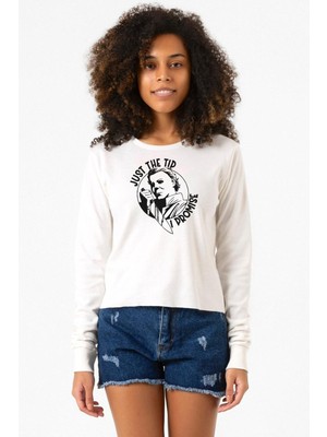 Tshirthane Just The Tip I Promise Halloween Ekstra Uzunkol Sweatshirt Ekru