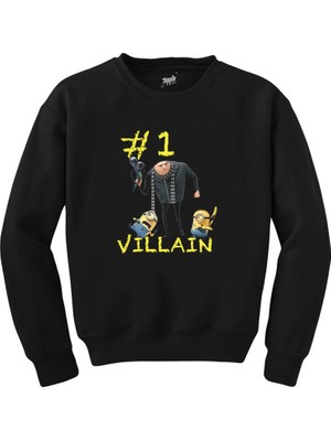Wakha Minions And Gru Villain Siyah Sweatshirt