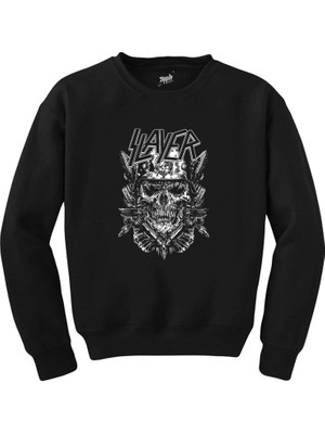 Wakha Slayer Soilder Skull Siyah Sweatshirt
