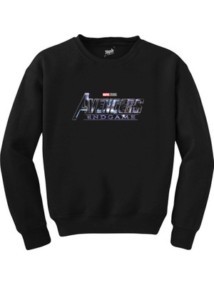 Wakha Avengers End Game Logo 2 Siyah Sweatshirt
