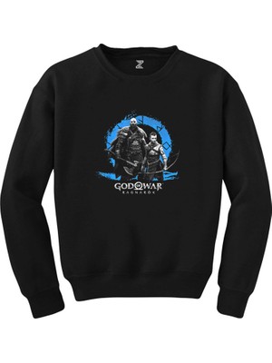 Wakha God Of War Ragnarok Kratos Atreus Logo Siyah Sweatshirt