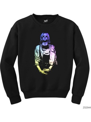 Wakha Nirvana Kurt Cobain Colored Siyah Sweatshirt