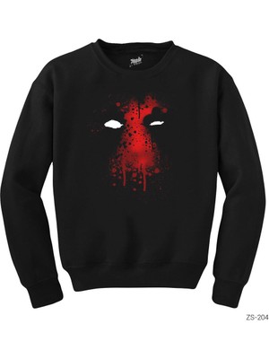 Wakha Deadpool Face Siyah Sweatshirt