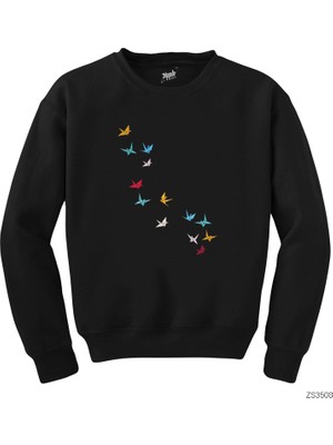 Wakha Flying Papers As Birds Siyah Sweatshirt