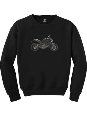 Wakha Ducati Monster Motosiklet Canavarı 821 Siyah Sweatshirt