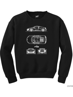 Wakha Audi R8 Blueprint Siyah Sweatshirt