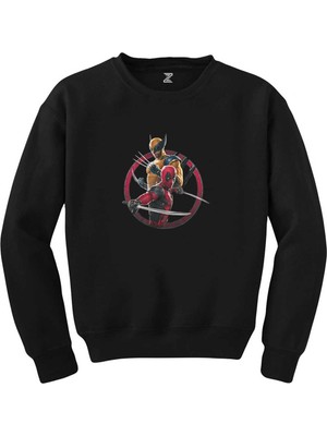 Wakha Deadpool Wolverine Movie Siyah Sweatshirt