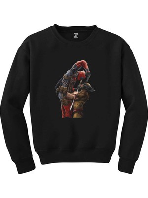 Wakha Deadpool Wolverine Siyah Sweatshirt