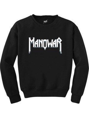 Wakha Manowar Logo Classic 2 Siyah Sweatshirt