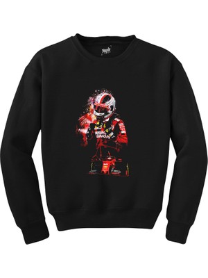 Wakha F1 Charles Leclerc Ferrari Siyah Sweatshirt