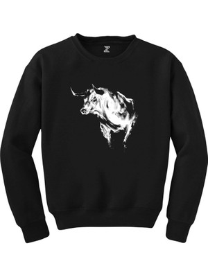 Wakha Boğa Silüet Siyah Sweatshirt