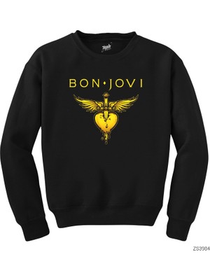 Wakha Bon Jovi Gold Hearth Siyah Sweatshirt