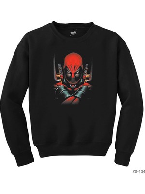 Wakha Deadpool Angry Siyah Sweatshirt