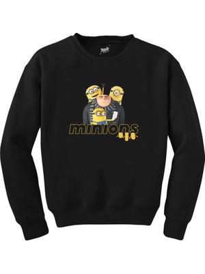 Wakha Minions And Gru Selfie Siyah Sweatshirt