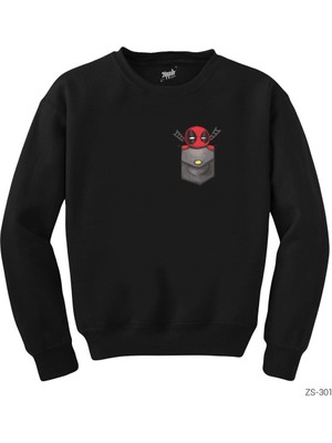 Wakha Deadpool Cep Siyah Sweatshirt
