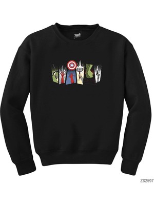Wakha Avengers Items Siyah Sweatshirt