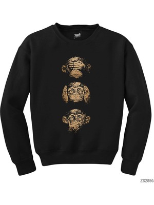 Wakha Three Monkey Siyah Sweatshirt