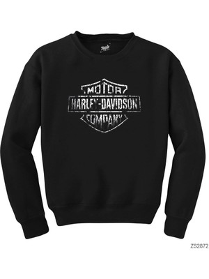 Wakha Harley Davidson Damaged Logo Siyah Sweatshirt