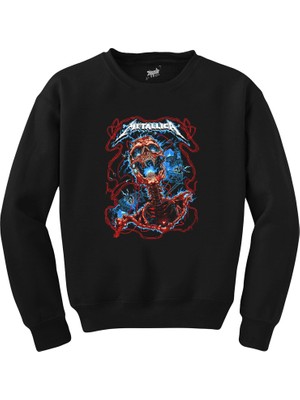Wakha Metallica Lightning Skull Siyah Sweatshirt