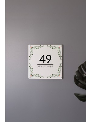 Morimora Yeşil Motifli Kişiye Özel Kapı Numarası ve Kapı Isimliği