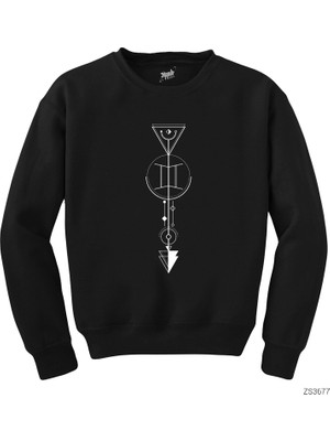Wakha Ikizler Burcu Geometrik Siyah Sweatshirt