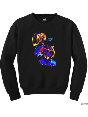Wakha Daft Punk Splash Siyah Sweatshirt