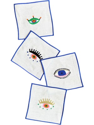 Göz Desenli Kokteyl Peçete Seti ( 4 Adet )