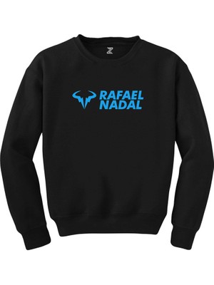 Wakha Rafael Nadal Blue Logo Text Siyah Sweatshirt