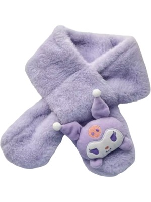 Petityu Kuromi Yumuşacık Sıcacık Tutan Mor Çocuk Atkı
