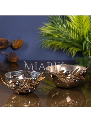 Miarik Design Dekoratif Zeytin Dalı Gümüş Kase