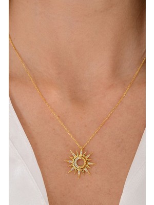 Ricco Jewellery 14 K Gold Kaplama 925 Ayar Gümüş Sunshine Kolye