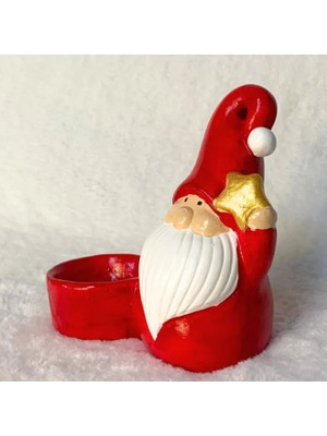 Uretti - Serpil 6713 El Yapımı Yeni Yıl Noel Baba Tlight Mumluk - 10 / 15 cm