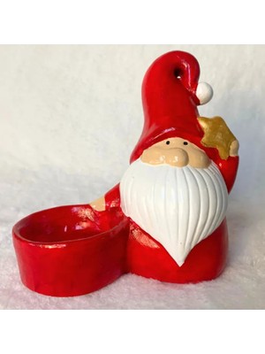 Uretti - Serpil 6713 El Yapımı Yeni Yıl Noel Baba Tlight Mumluk - 10 / 15 cm