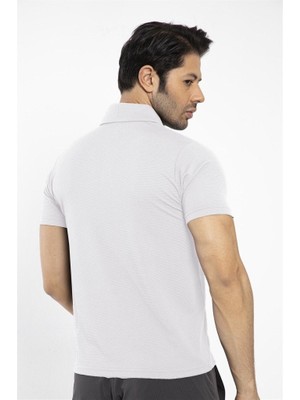 Crozwise Waffle - Erkek Beyaz Polo Yaka Spor T-Shirt - 7129-08