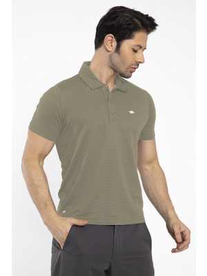 Crozwise Waffle - Erkek Haki Polo Yaka Spor T-Shirt - 7129-04