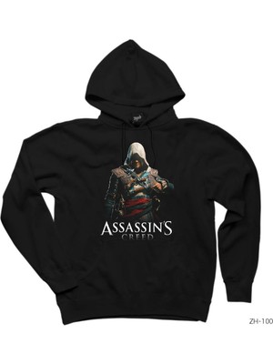 Wakha Assassins Creed Siyah Kapşonlu Sweatshirt Hoodie