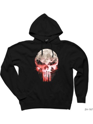 Wakha Punisher Moon Siyah Kapşonlu Sweatshirt Hoodie