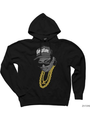 Wakha Eazy E Campton Stencil Siyah Kapşonlu Sweatshirt Hoodie