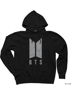Wakha Bts Distort Logo Siyah Kapşonlu Sweatshirt Hoodie