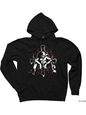 Wakha One Piece Commander Siyah Kapşonlu Sweatshirt Hoodie