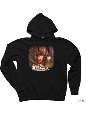 Wakha Attack On Titan Siyah Kapşonlu Sweatshirt Hoodie