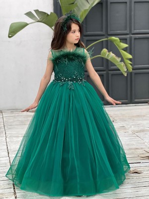 Uğur Böceği Çocuk Tüylü Incili Abiye Taçlı 2'li Set Takım